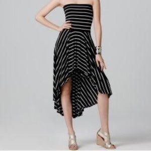 Black and white high low striped dress